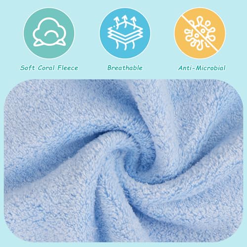 Image of HOMEXCEL Baby Washcloths 12 Pack-Microfiber Coral Fleece Baby Bath Face Towel 7 x 9 Inch Extra Absorbent Soft Burp Cloth and Wash Cloths for Newborn-Infants and Toddlers-Gentle On Sensitive Skin,Blue