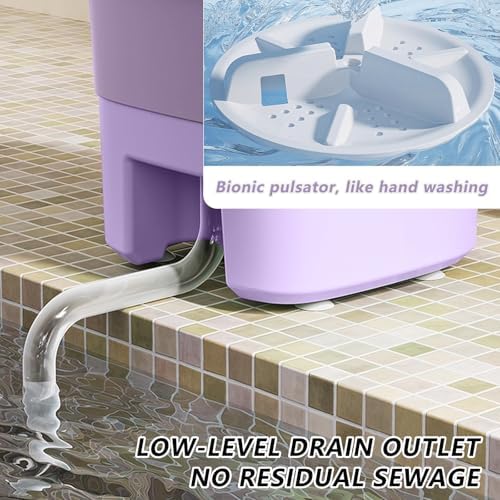 Portable Mini Travel Washing Machine - Foldable Design with Dehydration Basket for Quick Underwear and Small Item Washing - Ideal for Home and Travel (Purple)