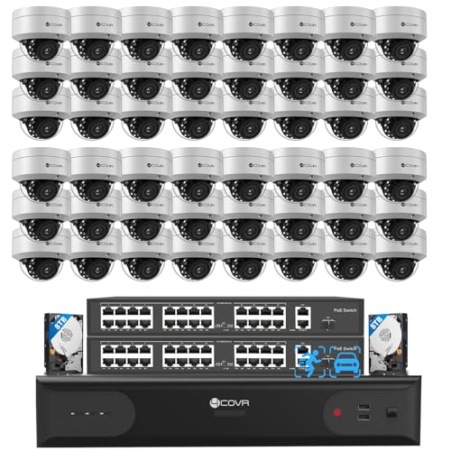 4COVR 8 Channel Security Camera System, 6X 5MP IK10 Vandal-Proof Wired Commercial Dome PoE IP Camera IP67, AI Human Vehicle Detection, 8CH 4K NVR 2TB HDD, 24/7 Home Surveillance Outdoor, LY5