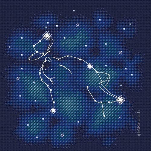 Broderie point de croix chat galaxie pour décorer votre salon design