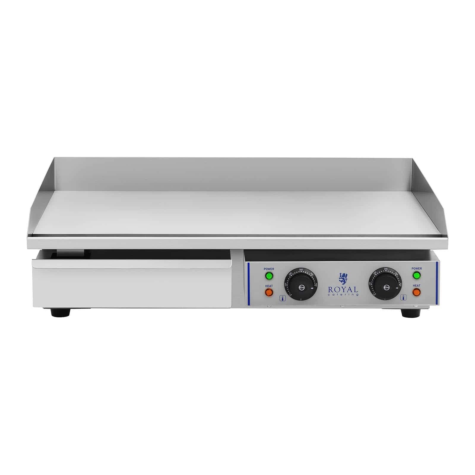 Royal Catering RCEG-75 Elektro-Grillplatte 2 x 2.200 W 72,5 cm breit Spritzschutz Grillplatte Griddleplatte Bräter Bratplatte Griddle Elektrogrill