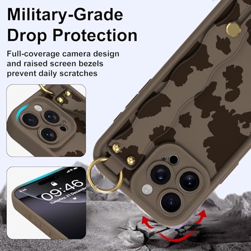 Coque iPhone 16 Pro Max vache laiteuse en silicone avec support et cordon