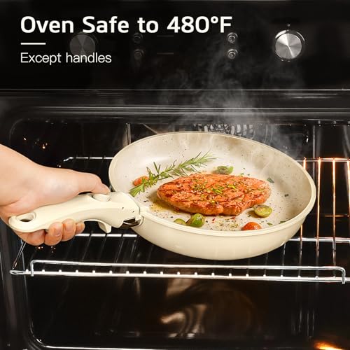 Image of GiPP Ceramic Pots and Pans Set Non Stick, Nonstick Detachable Handle Cookware Sets, Healthy Non Toxic PFAS PFOA & PTFE Free, Dishwasher &Oven Safe, Induction Kitchen Pot and Pan