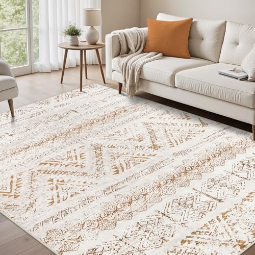 Area Rug Living Room Carpet: 5x7 Large Moroccan Soft Fluffy Geometric Washable Bedroom Rugs Dining Room Home Office Nursery Low Pile Decor Under...