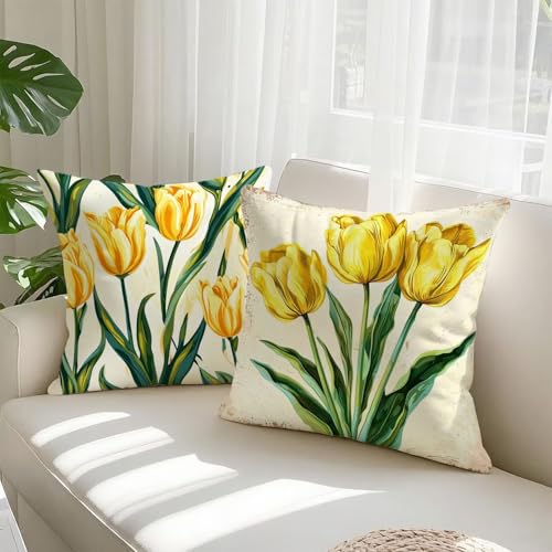 Taie oreiller 65x65 décorative jaune imperméable pour grand coussin - 3