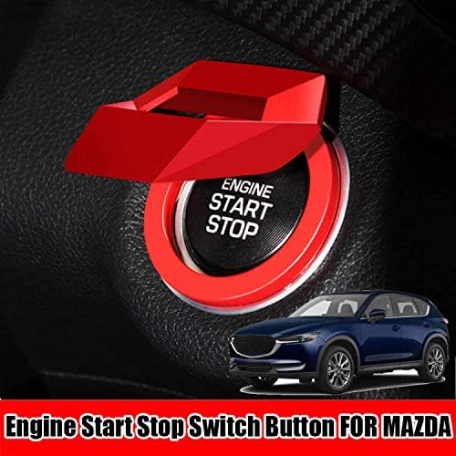Gran suerte - Marco de calcomanía de aluminio para interruptor de arranque del motor (rojo) para Mazda CX-5CX-9CX-3CX-30MX-5Mazda3MAZDA6 2017 2018