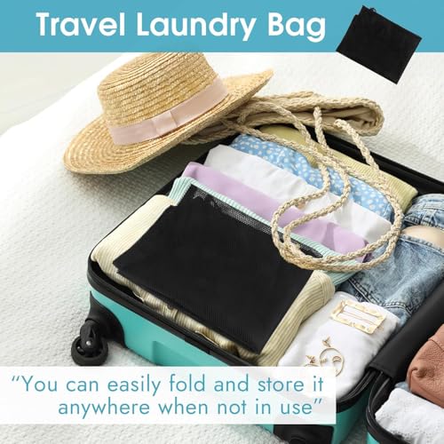 Image of MUTMAIN Mesh laundry Bag for washing machine Large, Clothes Organizer, Foldable Mesh Laundry Bag with drawstring closure, Cloth Storage Organizer, Travel Pouch Packing Bags, (Black, Pack of 1)