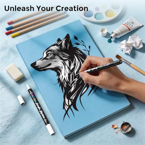 Image of Betem 2 Black & White Paint Markers for Glass, Dual Tip Acrylic Paint Pens