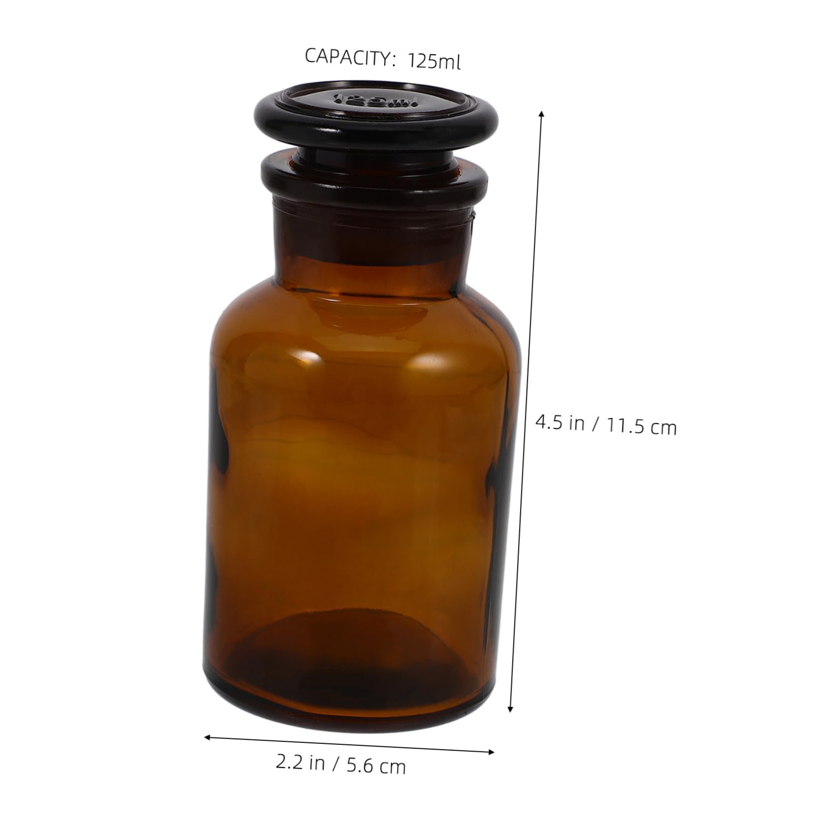 LIFKOME Borosilicate Glass Reagent Bottle 125ml Wide Mouth Scientific Storage Bottle for Laboratory