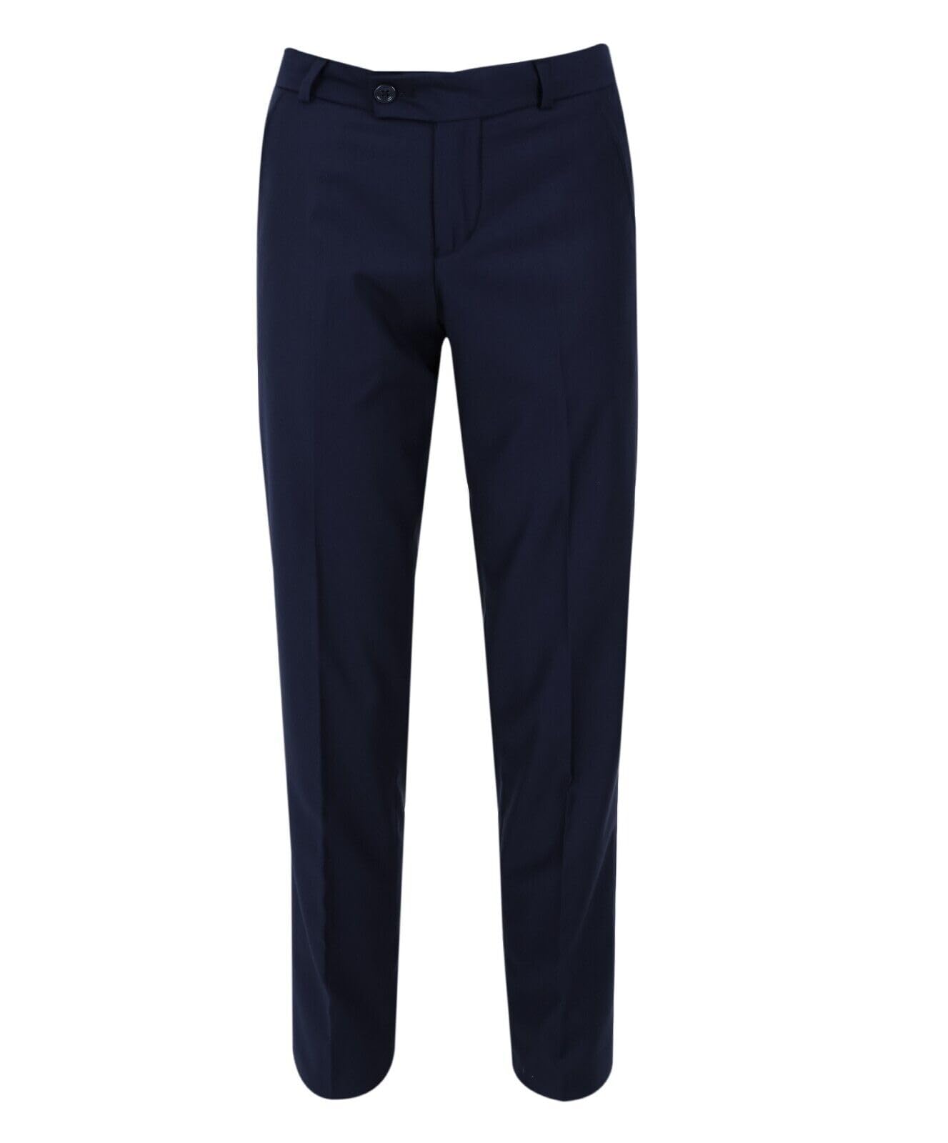 Chłopięce spodnie slim fit jednokolorowe formalne wesele eleganckie spodnie w kolorze granatowym, granatowy, 12 lat