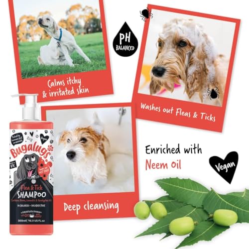 Flea and Tick Dog Shampoo by Bugalugs, Works on Smelly Puppies & Dogs, Contains Neem Oil & Eucalyptus Oils - Image 3