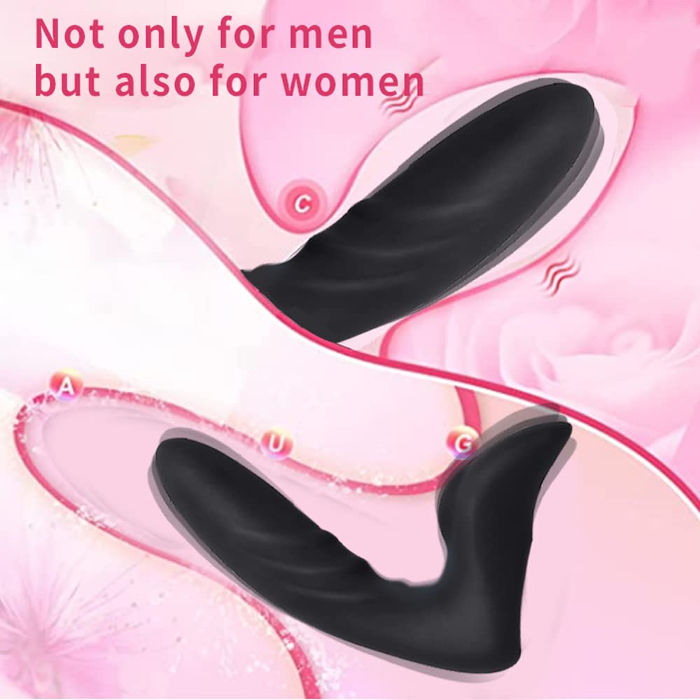 Massaggiatóre Próstatico,Silicone Vibràtóre con 12 Modalità di Vibrazione, Morbido Vibratǒri per Donna e Uomo Stimólazione Clitòridea e Puntó G Massaggiatóre Nero