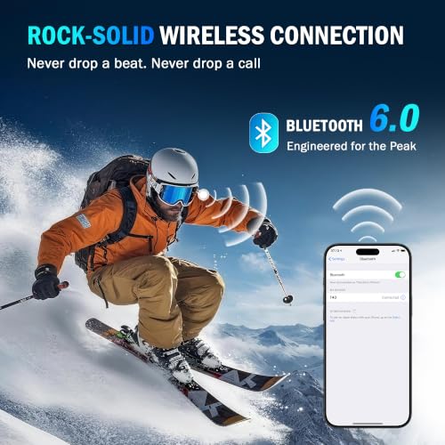 Image of Wireless Bluetooth 6.0 Ski Helmet Speakers - 30H Playtime, Glove-Friendly, HDR Audio, IPX5 Waterproof, Rechargeable Drop-in Headphones with Built-in Mic for Skiing & Snowboarding Audio Ready Helmets