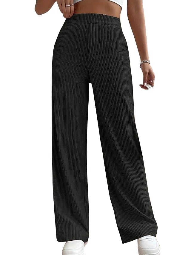 Trousers for Woman Pants Women's Formal Office Korean | Black Track Pant | Straight | Cotton Spandex Stretchable Trouser | High-Waisted Bottom Wear-image-48