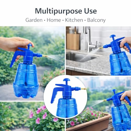 Image of MIKANIX Manual Pressure Spray Bottle for Gardening & Cleaning | Hand Pump Water Sprayer with Adjustable Nozzle | Multipurpose Plant Mister for Indoor & Outdoor (1.5L, Blue)