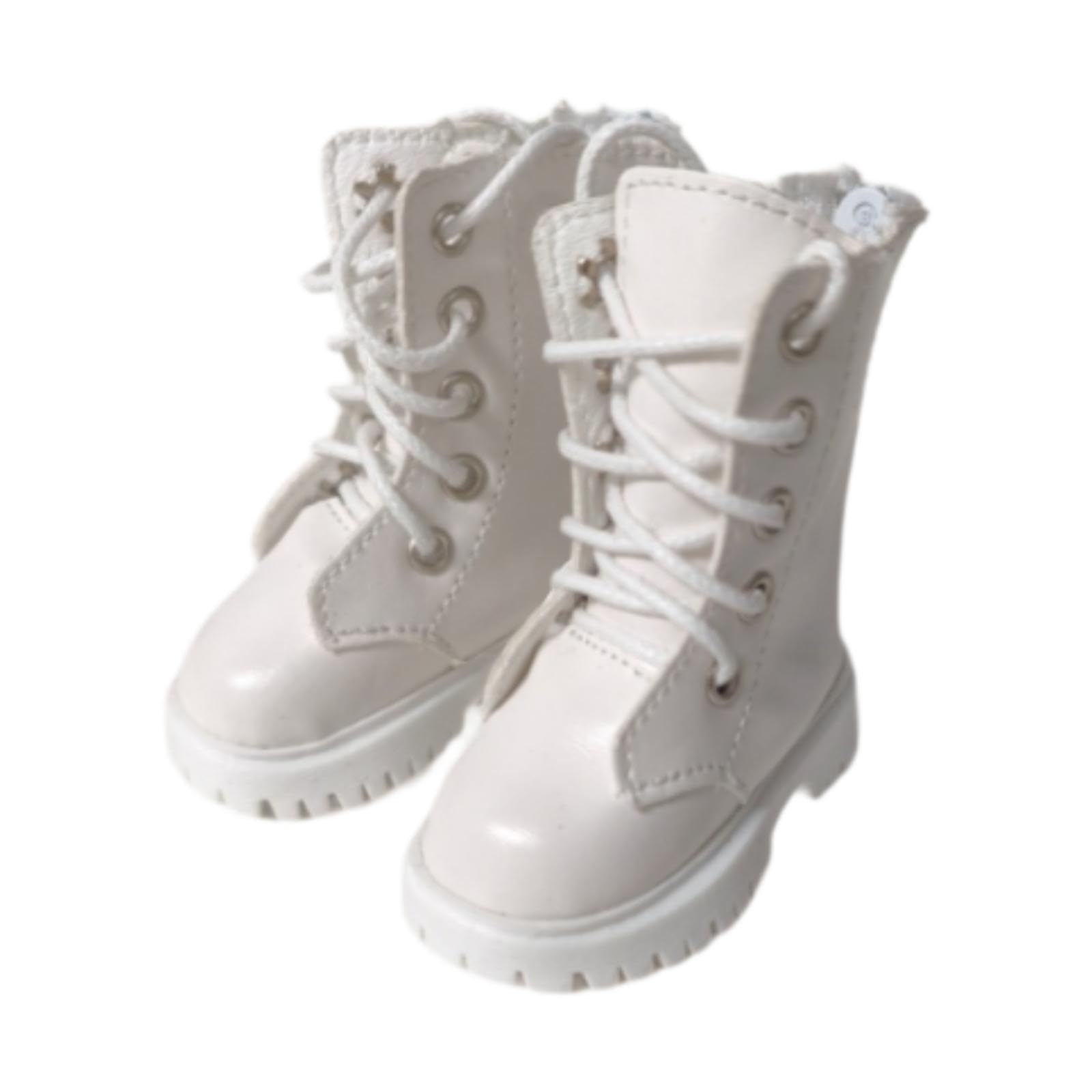 Harilla 1:4 Scale Doll Boots Miniature Doll Shoes Dressing up Cosplay Fashion Amateur Decorative Mini PU Boots Dollhouse Accessories, White