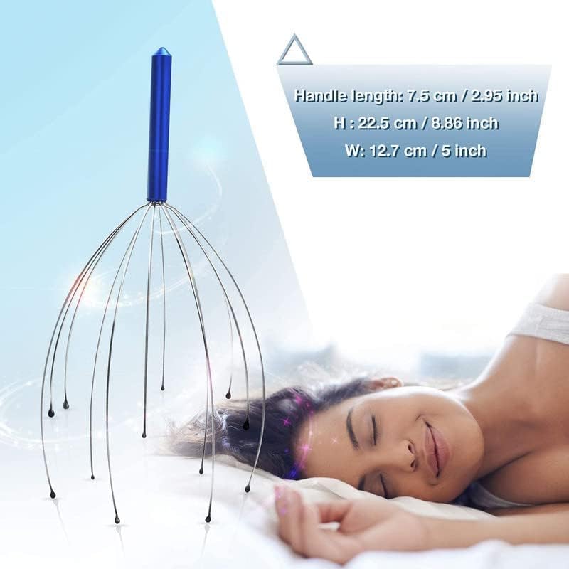 Image of Manual Head Massager Scalp Scratcher 12 Finger Body Relaxing Hair Massage Hand Massager Held Pain Relief And Growth Neck Octopus Pointer For Men, Women