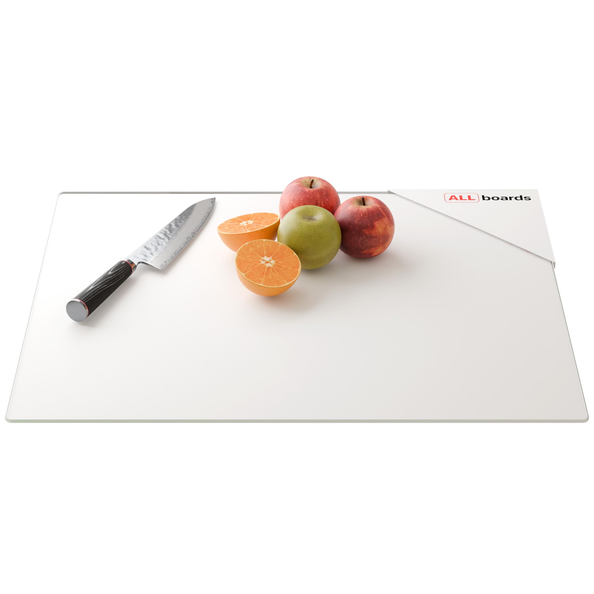 ALLboards Tagliere Coprifornelli in Vetro Universale PREMIUM SUPERWHITE BIANCO 52x60cm Protezione per Piani Cottura, Piano di Lavoro, in Vetro Temperato, Decorazione Cucina