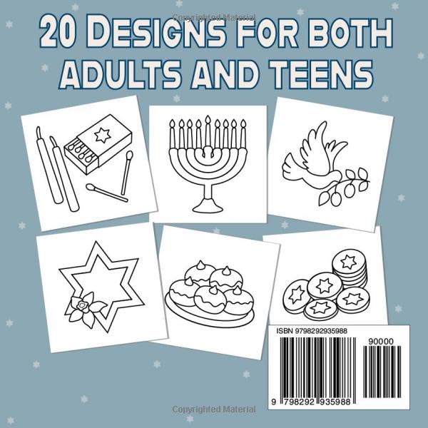 Mini Hanukkah Coloring Book for Adults and Kids, Bold and Easy Hanukkah Coloring Book, Festive Jewish Coloring Book Featuring Cute Festive Holiday Illustrations (Relaxing - Cute - Easy Coloring) image 3