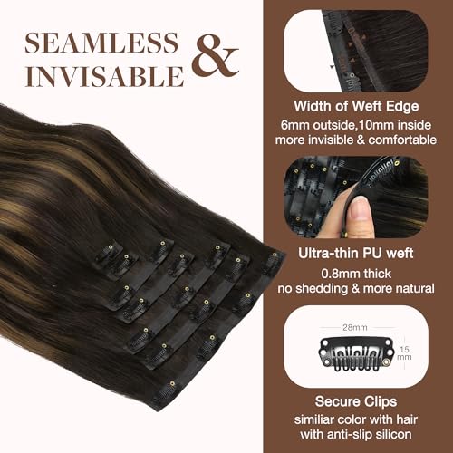 Image of GOO GOO Seamless Clip in Hair Extensions Real Human Hair Remy Extensions