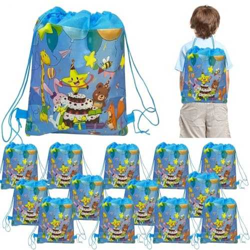 Image of MONKEYTAIL Happy Birthday Blue Colour Drawstring Sack Bag (Pack of 15) as Party favors Birthday Return Gifts for All Age Group