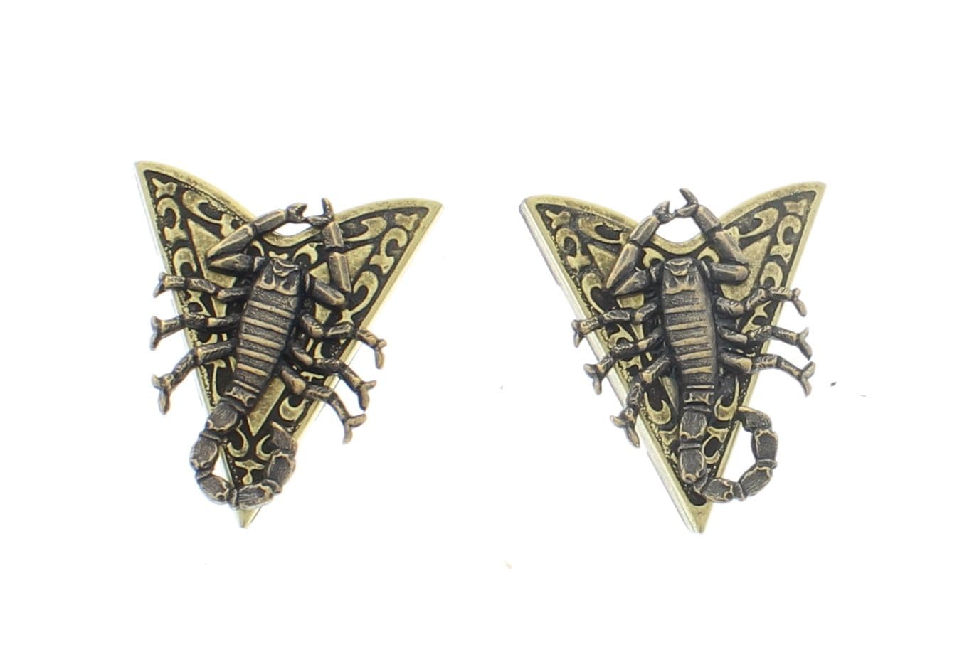 HHH Designs Gold Scorpion Collar Tips | Vintage Western Accessories for Men & Women | Antique Gold Finish | Cowboy Fashion | Secure Screw Attach for Dress Shirts Blouses & Jackets | Sold in Pair