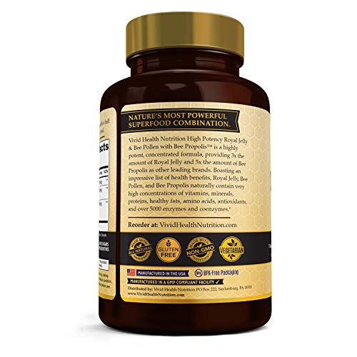 Vivid Health Nutrition BEST ROYAL JELLY BEE POLLEN High Potency Royal Jelly And Bee Pollen Capsules thumb #2