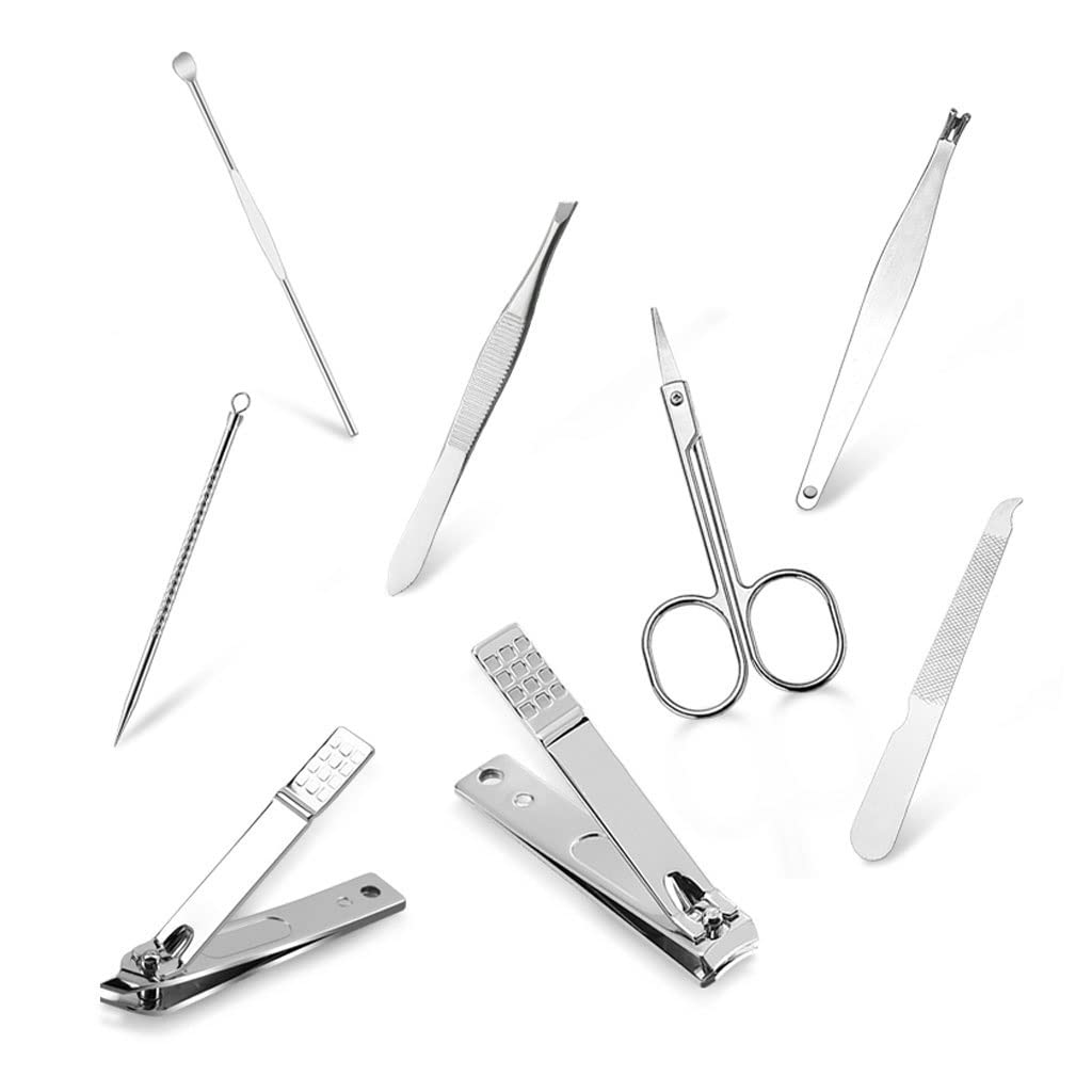 Nagelknipser-Set, Nagelknipser-Set, schwarzer Edelstahl, Nagelmaniküre-Werkzeuge, Home Beauty-Nagelset, Reise-Geschenkbox, Nagelset, 8-teiliges Nagelscheren-Set