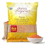 Darsa Organics Red Lentils Masoor Dal - 4 lb USDA Certified Organic, Non-GMO, Gluten-Free, Whole & Split Pink Lentils, Chemical-Free, Rich in Protein and Fiber, Easy to Cook