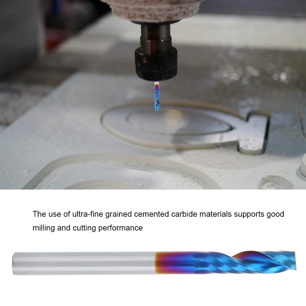 Fresa de Carburo de Metal Duro 3.175mm, Herramienta de Grabado Helicoidal de una Sola Hoja para PCB CNC SMT Molde Plástico Fibra Carbono