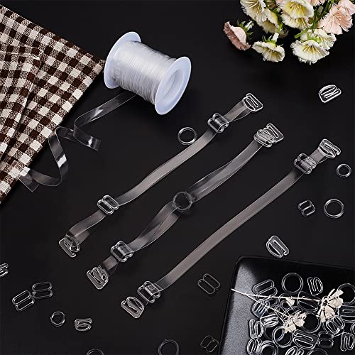 NBEADS Clear Elastic Strap with Buckles, 10.9 Yards Transparent Elastic Band Bra Shoulder Straps with 180 Pcs 6 Styles Adjustment Bra Strap Hooks for DIY Shoulder Bra Clothes Sewing Project4
