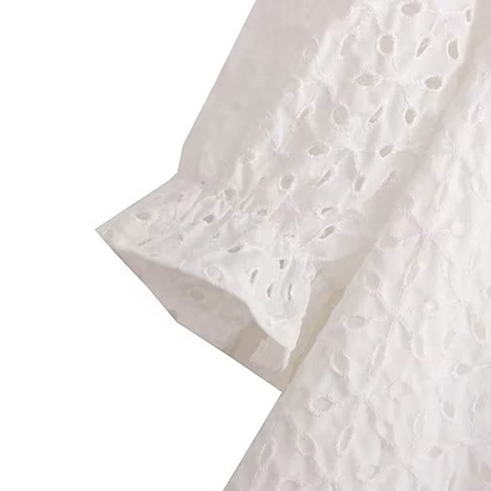 Top da donna con lacci traforati ricamati camicette a maniche corte abbottonate top femminili