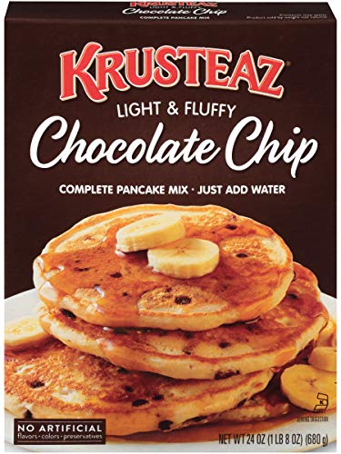 Krusteaz Light & Fluffy Complete Pancake Mix, Chocolate Chip - No Artificial Flavors, Colors or Preservatives - 24 OZ (Pack of 2)