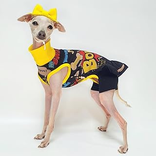 D DOGGY STAR Italian Greyhound Clothes Stretchable Bow Leggings One-Piece Whippet for Dog (L,Ops Bow Black)