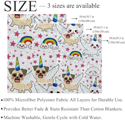 Couverture Polaire Licorne Chat Cadeau Idéal Idée Anniversaire