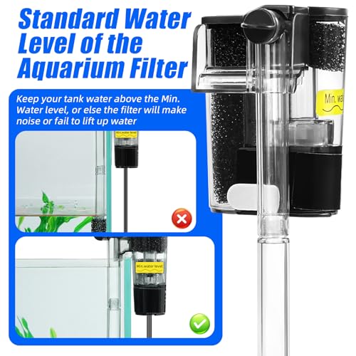 Image of AQUANEAT Aquarium Hang on HOB Power Filter 3 Gallon Rimless Small Fish Tank Filter 65GPH (Up to 3Gal)