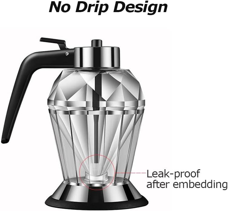 Conworld Syrup Dispenser, Maple Syrup Dispenser No Drip with Plastic Stand, Glass Syrup Dispenser, Suitable for Maple Syrup and Olive Oil other Diluted Liquids, Not Suitable for Honey(6.8-Ounce)