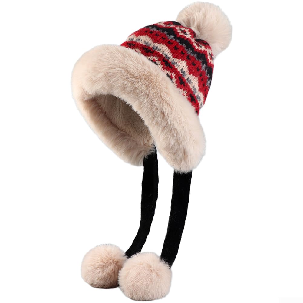 para Gorro de Lana con Orejeras Forrado para Suave Cálido Invierno