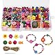 NewZC 400 Stück Handwerk Bunte Holzperlen 11 Arten Bunte Perlen Set Kinder Holzperlen mit Loch zum Auffädeln Bastelperlen Set für DIY Armbänder Schmuck Halsketten für Spielzeug ab 5 Jahre Mädchen