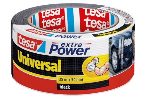 {Cinta Americana Azul Resistente Al Agua Cinta Americana tesa Extra Power Universal, Cinta Adhesiva Americana Reforzada para Reparar, Fijar, Agrupar, Reforzar o Sellar, Negra, 25 m x...