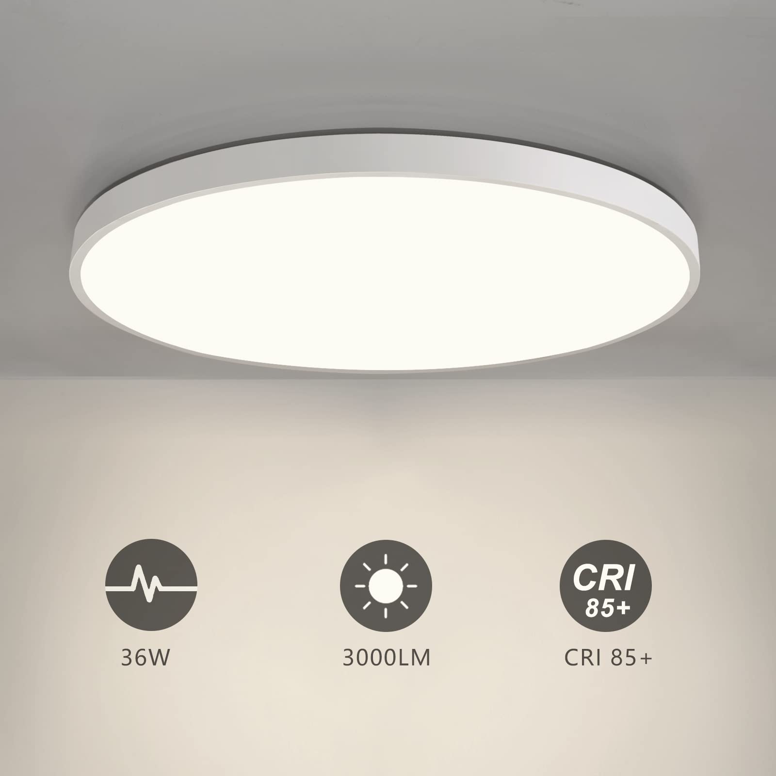 LED Plafondlamp - Elotra - Opbouw Rond 36W - Helder/Koud Wit 6400K Mat Wit Aluminium O350mm