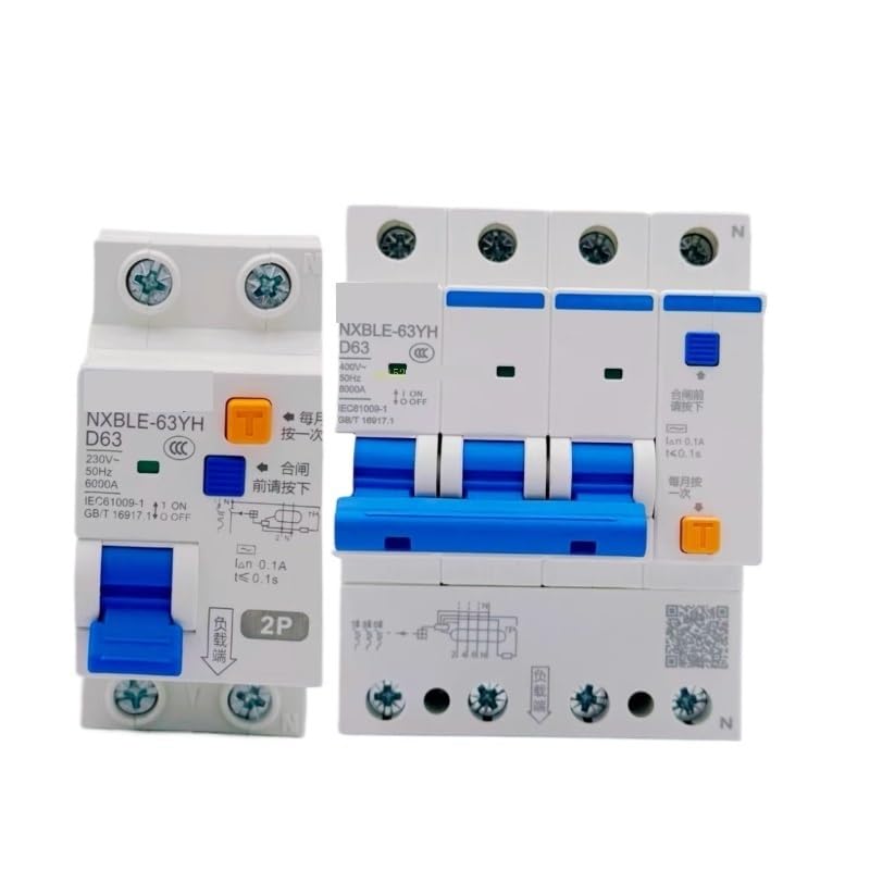 NXBLE-63YH Tpye D 100MA 0.1A RCBO Residual Current Operated Circuit Breaker Thermal Magnetic Switch NXBLE 32A 40A(2P,16A)