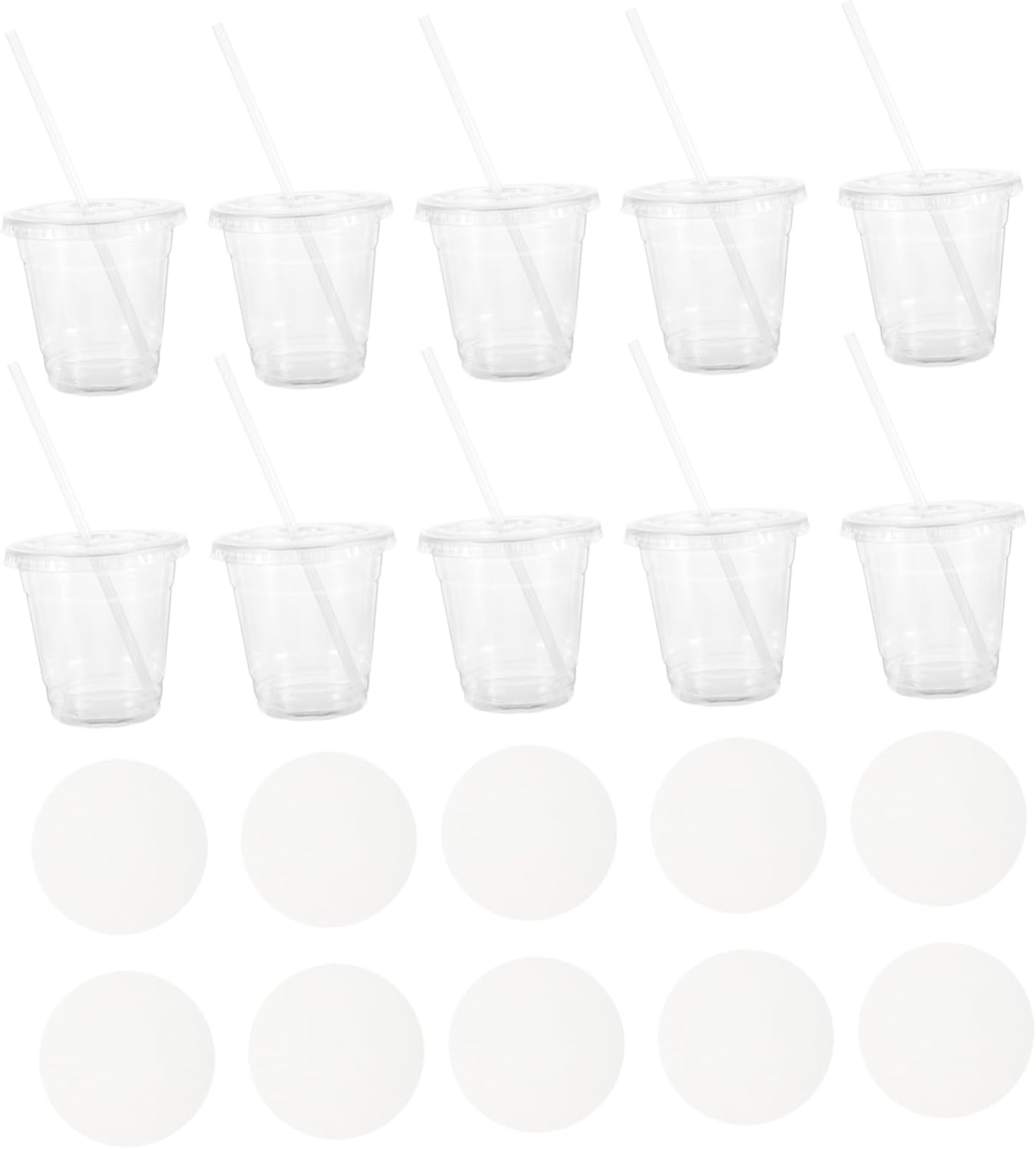 PRETYZOOM 1set Disposable Plastic Juice Cups with Lids and Straws Clear Pet Drinking Cups for Boys and Girls Events and Outdoor Gatherings