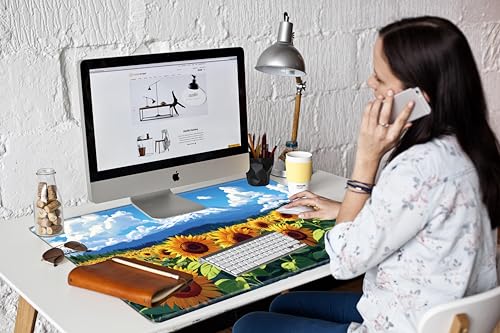 Image of Large Mouse Pad 36x24 Desk Mat Gaming Mousepad Sunflower Computer Mat 4XL Huge Desk Pad Oversized Giant Mouse Mat for Girl Women Office Work