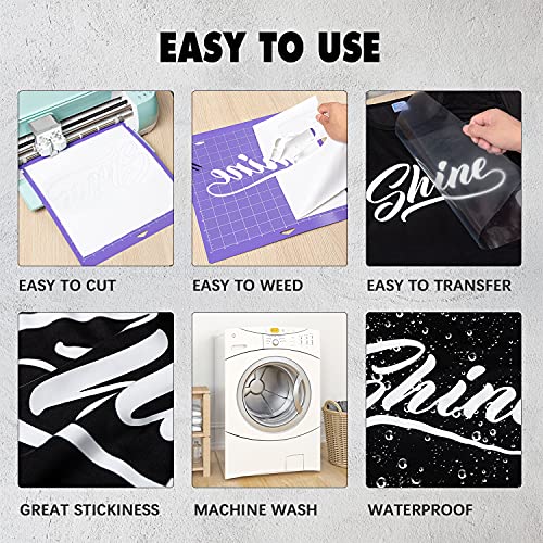 Finewind Htv Heat Transfer Vinyl Roll - 12" X 8 Ft Iron On Vinyl For All Cutter Machines Easy To Cut And Weed White Heat Transfer Vinyl For Shirts, Pillows, Hand Bags, Hats (Purple) #TOP2