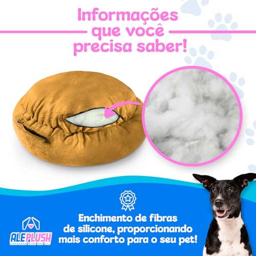 Cama Pet Redonda De Pelúcia Cachorro e Gato 50x50cm (Doce de Leite)