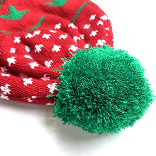 Boys Girls Winter Santa Hat Christmas Red and Green Warm Knited Hat Slouchy Xmas Beanie Hats for Kids 2-8 Years3