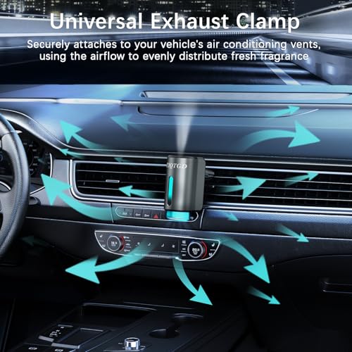 Image of Smart Car Air Freshener, Car Air Freshener Diffuser with 3 Adjustable Modes, Rechargeable Aromatizante para Carro with 8pcs Essential Oil, Long-Lasting, Grey