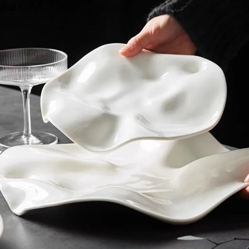 Forniture Per Feste Piatto da pranzo in ceramica irregolare creativo Ristorante Piatto da dessert Piatto da spuntino Piatto da sushi Piatti da cucina molecolare Piatti da tavola Piatti Della Festa (C