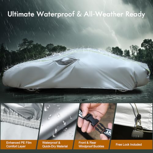 Image of Tecoom Light Shell Sport Car Cover Waterproof All Weather Fit for 173-182 inch